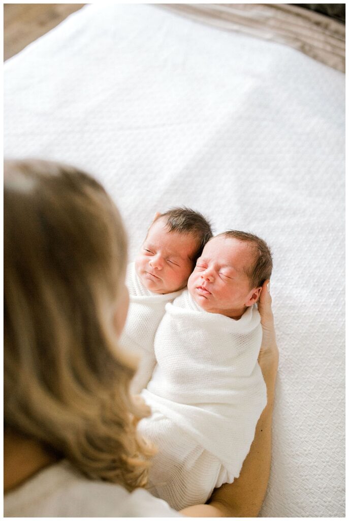 At-Home Twin Newborn Session; Richmond, Virginia Luxury Motherhood Photographer; Kara Powers; Richmond, Virginia Newborn Photography